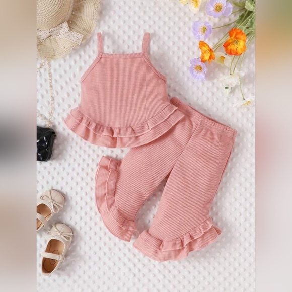 SHEIN Baby Ruffle Layer Hem Cami Top & Pants - Picture 1 of 3